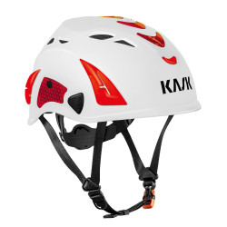 KASK, Helm Superplasma AQ Hi Viz, weiss u. rot refl. Aufkleber